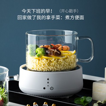 透明玻璃碗家用耐熱泡面碗沙拉碗餐具宿舍學生帶蓋把手水果碗單個