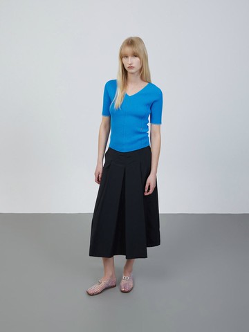 Color Block V-neck Ribbed Pullover Sweater (Z252KSK036)