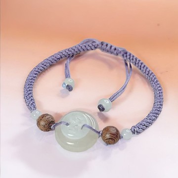 冰種翡翠古錢平安扣編織手鍊 | 天然緬甸玉A貨翡翠 | 送禮