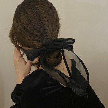 黑色蕾絲網紗蝴蝶結發圈女氣質扎頭發皮筋頭繩飄帶丸子頭綁發頭飾