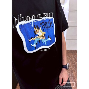 『老爺有喜』重磅ROCK吉他手短T(NOF23032521)-黑