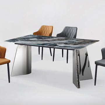 Boden-卡伊6尺工業風超晶石面造型餐桌/長桌-180x90x77cm