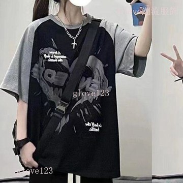 【夏季爆款】插肩短袖T恤 女學生風 休閒闊腿褲 網紅穿搭 兩件套 潮 短袖 闊腿褲 套裝 女裝 上衣 褲子 顯瘦 寬鬆