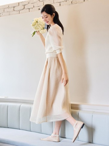 Glitter Pleated Flare Skirt (GR4A0SK321)