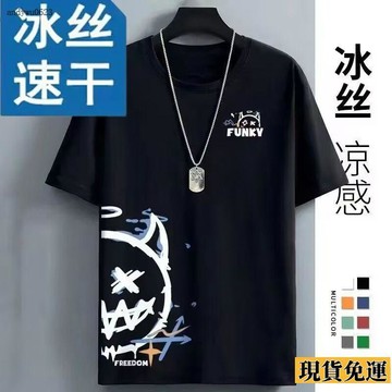 🌟全場免運🌟  夏季 薄款透氣網眼冰絲半袖男士  短袖  t恤寬鬆運動新款半袖速幹 上衣
