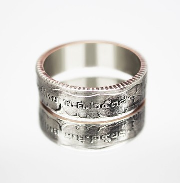 泰國硬幣戒指 5 泰銖 1994。男士硬幣戒指 女士硬幣戒指