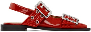 GANNI 红色 Feminine Buckle 芭蕾鞋