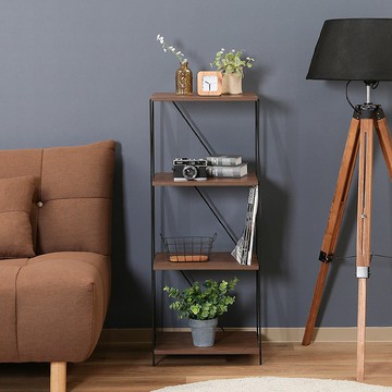 日本FUJI BOEKI 極簡工業風四層置物收納架(寬40cm)-DIY-深棕