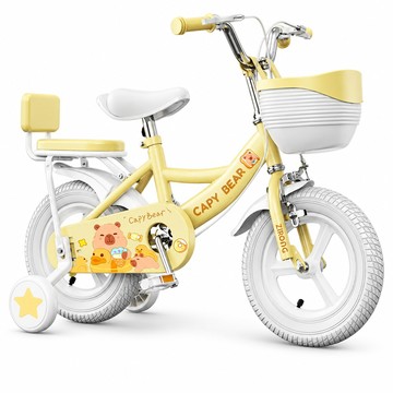 三輪 四輪車 【玖月奇跡】兒童款單車 兒童腳踏車 自行車 學騎車 麥浪黃14寸+彩胎+一體輪+後座 可愛腳踏車