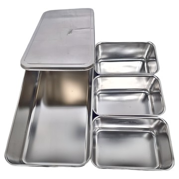 SUNCRAFT 川嶋 中型佐料盒 3格 不銹鋼材質  銀色  1組