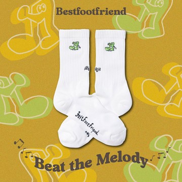 BEST FOOT FRIEND BF24022-WH BEAT THE MELODY 跳動音符 中筒襪 / 小腿襪 (白色)