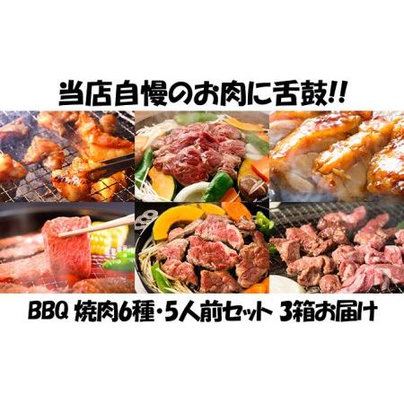 ふるさと納税 エンジョイ！BBQセット　〜焼肉6種　5人前コース〜　3箱セット 北海道木古内町