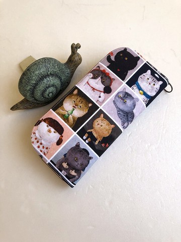 美國棉【貓畫像】-長夾/皮夾/零錢包/禮物