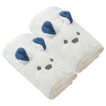 珊瑚絨動物毛巾 0532  白色  2條