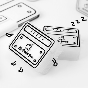 二次元airpods2保護套硅鉆方形適用蘋果無線耳機pro殼3代磨砂白透