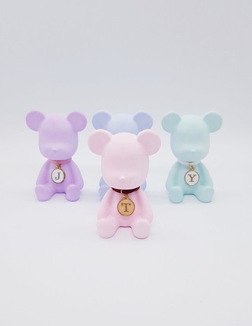 【情人節禮盒】訂製款~客製化A~Z英文字母項鍊小熊擴香石--生日禮