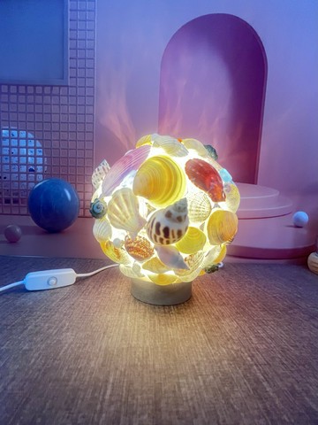 貝殼海螺diy手工制作圓形球形小夜燈客臥室床頭桌面擺件生日禮物 雙11全館免運