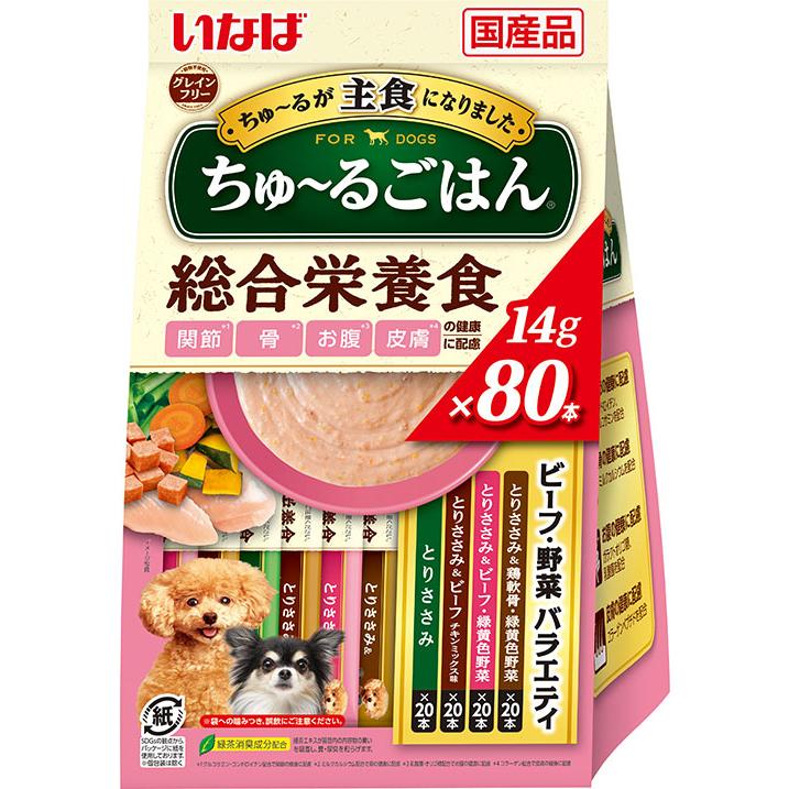 いなば 犬用 ちゅ〜るごはん 80本入り 総合栄養食 ビーフ・野菜