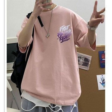 【隔日到貨】韓國 韓版上衣 夏季 新款 潮牌 宽松 韩版 字母 印花T恤 大學 T 短袖T恤 情侶衣 男衣服