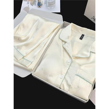 長袖胸墊冰絲睡衣女春秋季2025新款KT貓高級感可外穿家居服兩件套