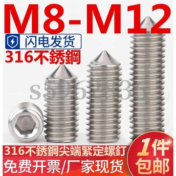 台灣發貨✅（M8-M12）316不鏽鋼尖端內六角緊定螺釘無頭機米螺絲基米頂絲M8M10M12