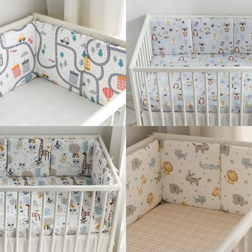 JoyNa - 6片入-嬰兒床圍 寶寶床圍 嬰兒床床圍 多款可選-藍色恐龍 (6片入)