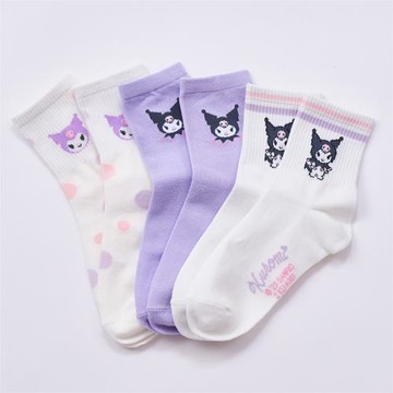 【ONEDER】正版三麗鷗 酷洛米長襪 中筒襪 酷洛米 棉襪 女長襪  KU-A301 15-18/19-21/22-26cm-1雙組