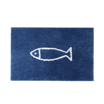 【日本霜山】小魚塗鴉防滑吸水快乾浴室踏墊(大)-48x76cm-多色可選棕