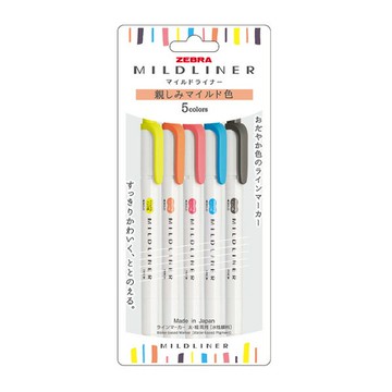 日本 斑馬 MILDLINER 雙頭柔性 水性 螢光筆 親和系5色組 /組 WKT7-N-5C-N｜領券最高折$220