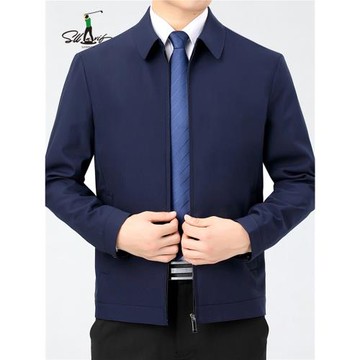 薩拉維夫高端翻領行政夾克外套男春秋爸爸裝休閑領導干部商務上衣