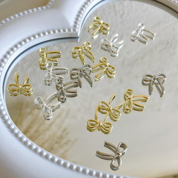 現貨｜ 韓系金色蝴蝶結 立體蝴蝶結飾品 美甲合金蝴蝶結鑽飾 蝴蝶結飄帶 金屬蝴蝶