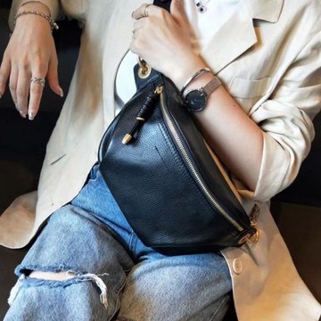 時尚斜挎街頭真皮女包
