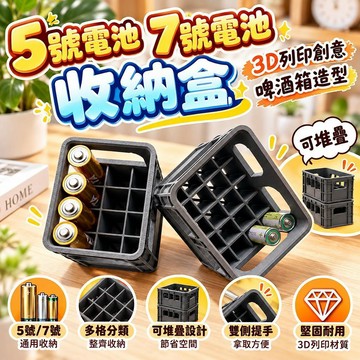 收納神器 電池收納盒 3D列印創意啤酒箱造型 5號7號AA電池整理 可堆疊 桌面收納 辦公家庭適用 小物分類 桃園