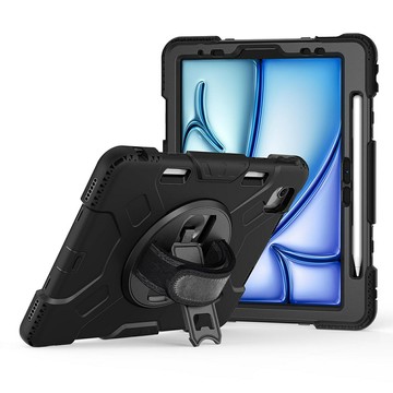 【5少量現貨】矽膠款 Air11 保護殼 黑-1入含背帶 適 2026 M4 M3 iPad Air 11 軍規防摔 保護套 11吋_UF3