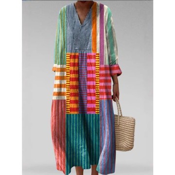 跨境 獨立站亞馬遜長袖襯衫連衣裙女士休閑碎花3D印花袖長裙源頭