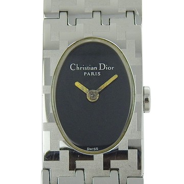 【日本直送】Christian Dior CD Miss Dior 手錶 D70-100 不鏽鋼 石英 指針式顯示 黑色錶盤 女士 【二手】