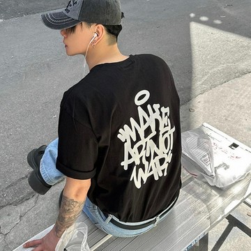 【PORY STORE】現貨 韓國英文圖鴉短T 重磅 寬鬆 短袖T恤 男生短袖 韓國男裝