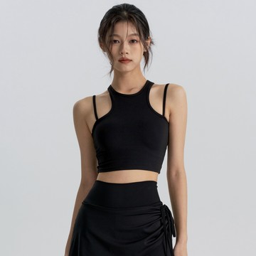 健身女孩【中强度】吊帶運動內衣 挖背瑜伽上衣一體式固定杯墊 瑜伽背心 吊帶運動內衣 防震聚攏 運動文胸 瑜珈服 可外穿