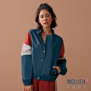 Mollifix 瑪莉菲絲 古著感撞色排釦夾克 (軍綠)