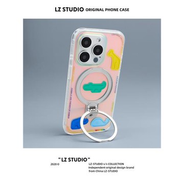 CASEGOOD 原創小眾帶支架磁吸手機殼鐳射17新款16蘋果15promax適用iPhone14保護套透明防摔高級可愛創意