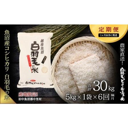 ふるさと納税 ≪令和5年産≫農家直送！魚沼産コシヒカリ「白羽毛の米」精米(5kg×1袋)×6回  .. 新潟県十日町市