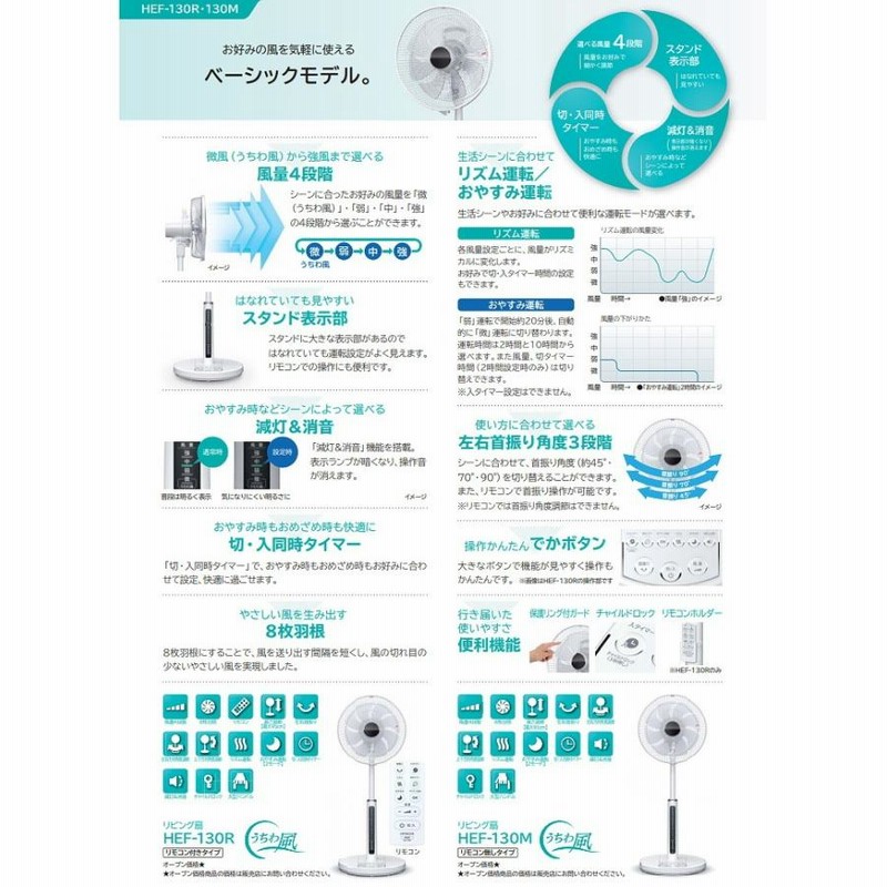 HITACHI リビング扇風機 うちわ風 HEF-130R - 冷暖房/空調