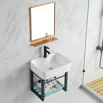 免運 掛墻式洗手盆 陶瓷掛墻式陽臺洗手盆柜組合廁所洗臉盆家用小戶型衛生間洗漱臺盆