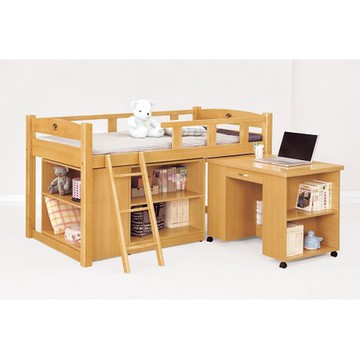 貝莎3.8尺檜木色多功能組合床組