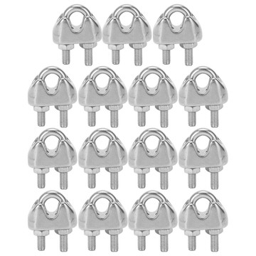 [waroom01] 15 件 1/16 英寸 M2 不銹鋼鋼絲繩電纜夾夾 U 螺栓鞍形緊固件