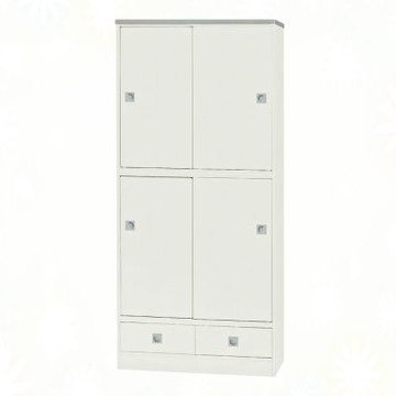 文創集-南亞塑鋼     博卡  南亞塑鋼2.7尺上下拉門二抽高鞋櫃-81.7x40.8x179cm免組