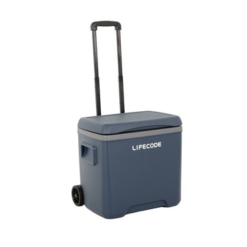 【LIFECODE】冰凍屋-拉桿式30L保冰桶-附2個冰磚-海軍藍