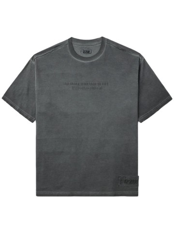 izzue - slogan-embroidered cotton T-shirt - men - Cotton - M - Grey