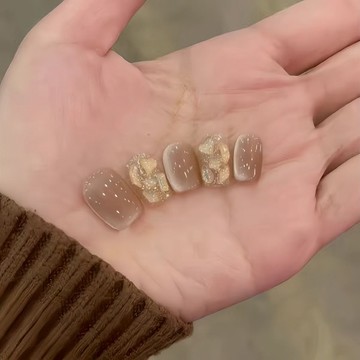 ✨台灣出貨✨【茉莉貓眼】穿戴甲閃鉆鑲鉆美拉德色顯白純欲美甲飾品手工穿戴甲