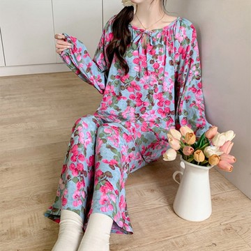 [韓國K.W.]現貨棉稠紫玉繽紛炫彩休閒家居服套裝